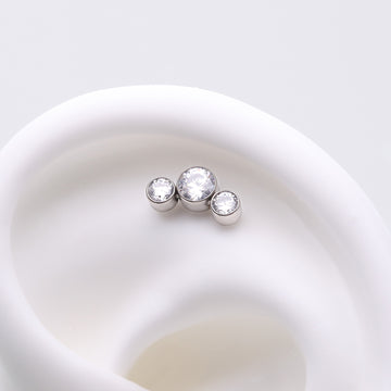 Detail View 1 of Implant Grade Titanium OneFit Threadless Journey Sparkle Trio Top Part-Clear Gem
